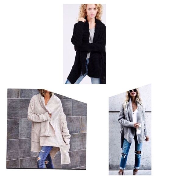 COPY - black Chenille Open Front Cardigan w/pockets - Picture 9 of 12